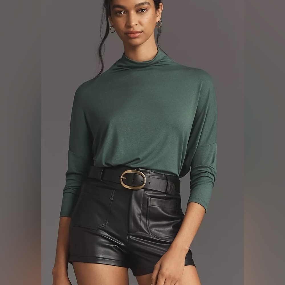 Anthropologie Green Turtleneck Dolman Top XL - Picture 8 of 9